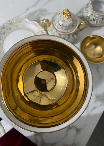 Altın detaylı beyaz porselen tabak - Görsel 3