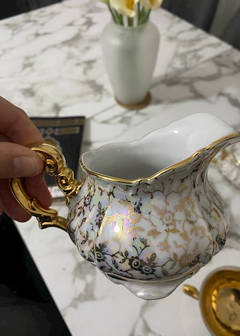 Altın detaylı beyaz porselen tabak - Görsel 5