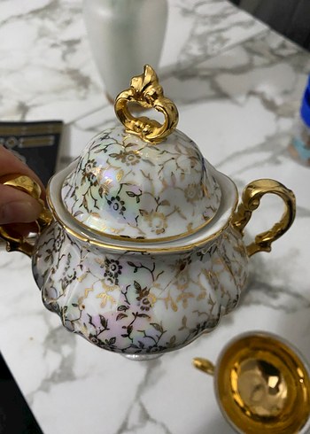 Altın detaylı beyaz porselen tabak - Görsel 4