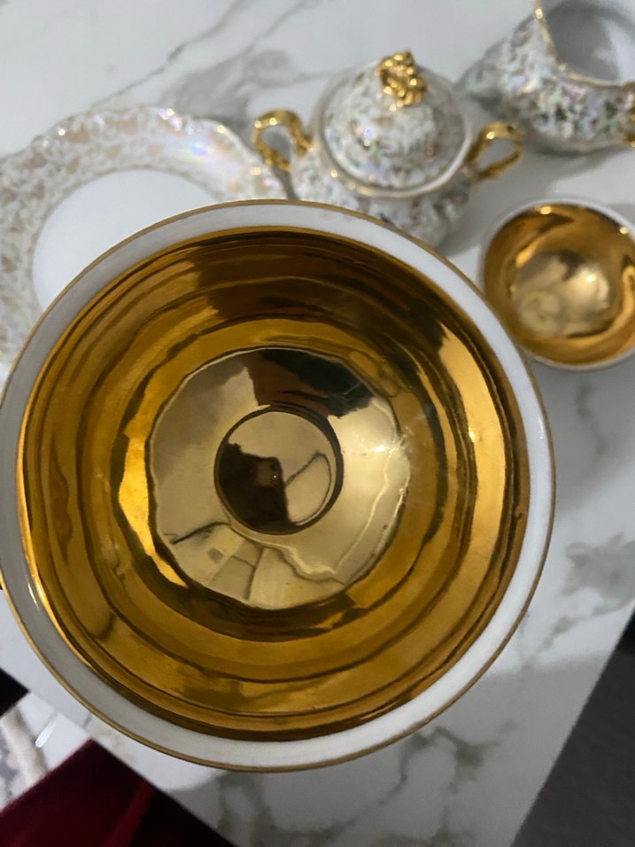 Altın detaylı beyaz porselen tabak - Görsel 3