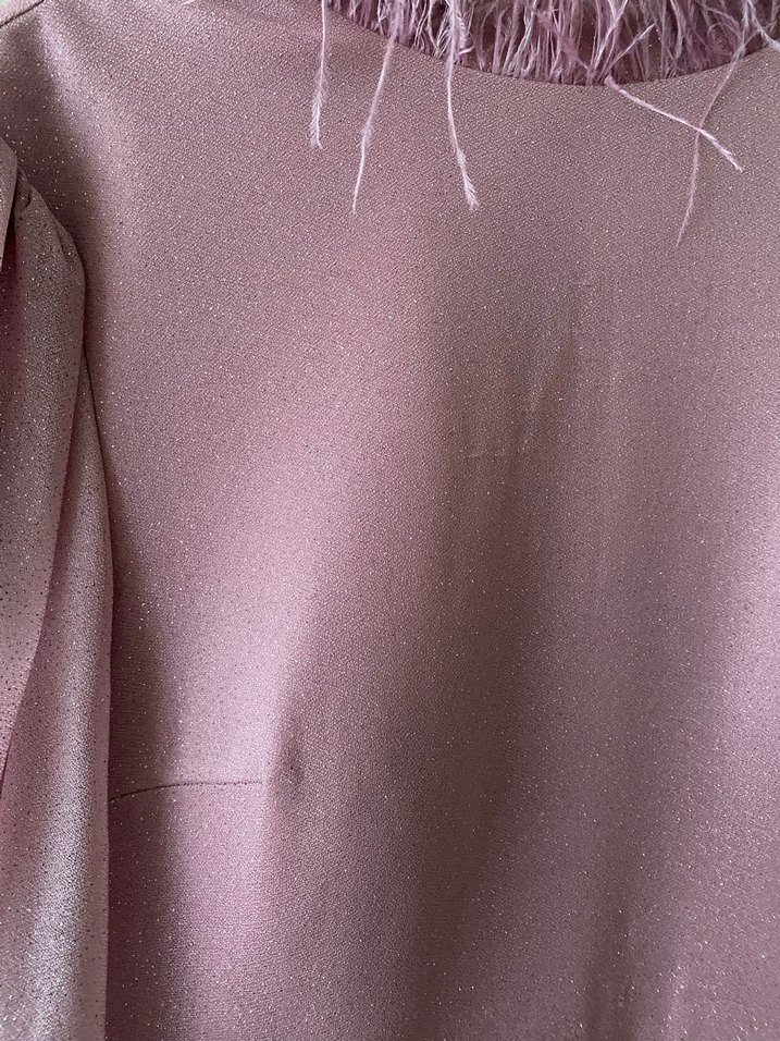 Pembe Uzun Kollu Vintage Bohem Elbise - Görsel 3