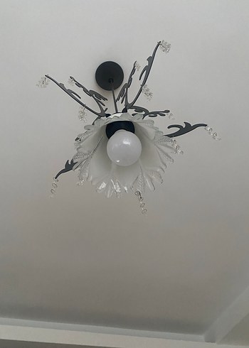 Kristal Süslemeli Siyah Beyaz Avize - Görsel 3