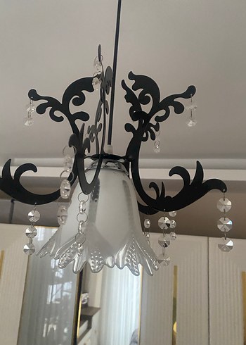 Kristal Süslemeli Siyah Beyaz Avize - Görsel 2