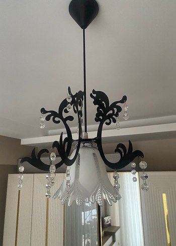 Kristal Süslemeli Siyah Beyaz Avize - Görsel 4