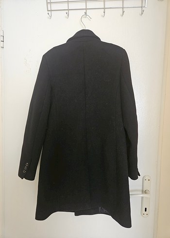 mango kruvaze siyah yün kaban - Görsel 3