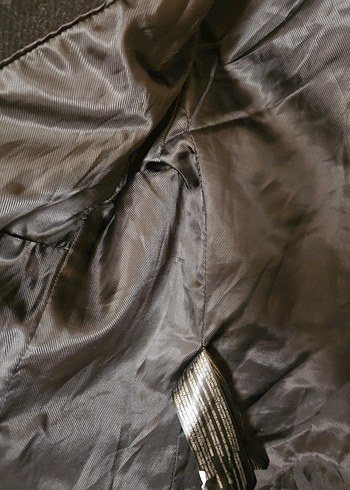 mango kruvaze siyah yün kaban - Görsel 8