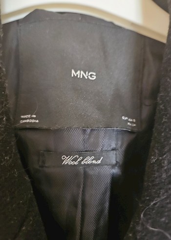 mango kruvaze siyah yün kaban - Görsel 5