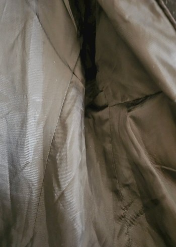 mango kruvaze siyah yün kaban - Görsel 7