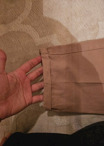 Bej Kadın Pamuklu Salaş Kumaş Pantolon - Görsel 5