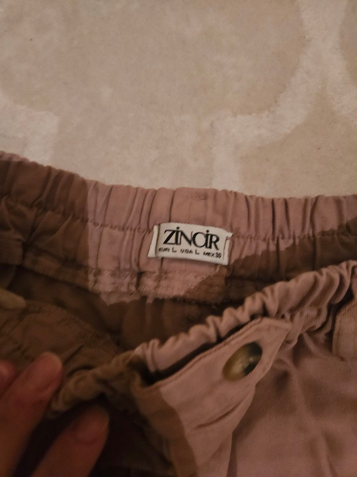 Bej Kadın Pamuklu Salaş Kumaş Pantolon - Görsel 3