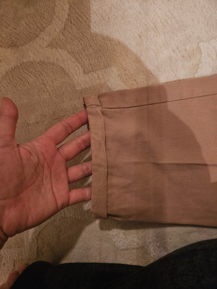 Bej Kadın Pamuklu Salaş Kumaş Pantolon - Görsel 5