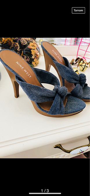 Nine West Hiç kullanılmamiş topuklu terlik kot kumaşından