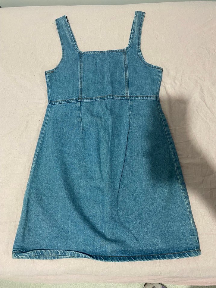 Düğmeli Mavi Denim Midi Elbise - Görsel 2