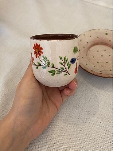 Çiçek desenli seramik espresso fincanı