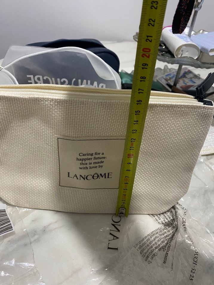 Bej Lancome Fermuarlı Makyaj Çantası - Görsel 4