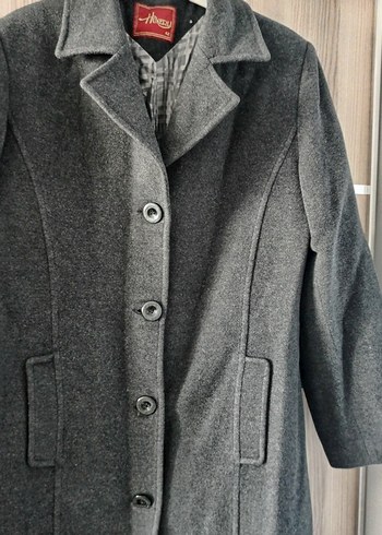 Gri Uzun Kadın Kaşe Kaban - Görsel 2