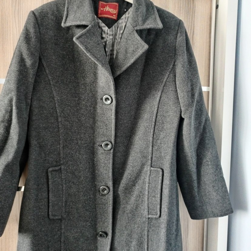 Gri Uzun Kadın Kaşe Kaban - Görsel 2