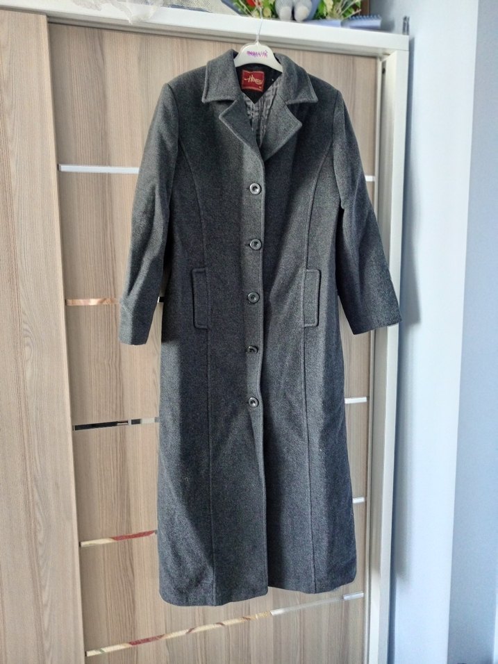 Gri Uzun Kadın Kaşe Kaban - Görsel 5