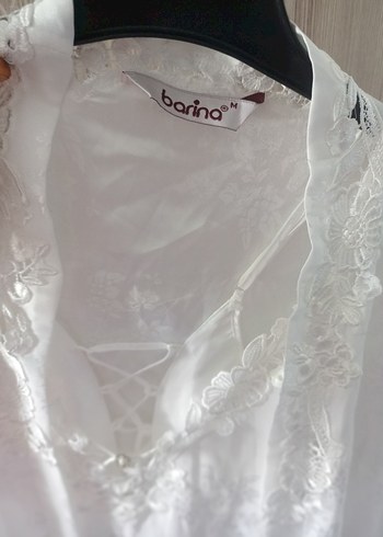 Uzun Kollu Beyaz Nakışlı Bohem Kadın Elbise - Görsel 5