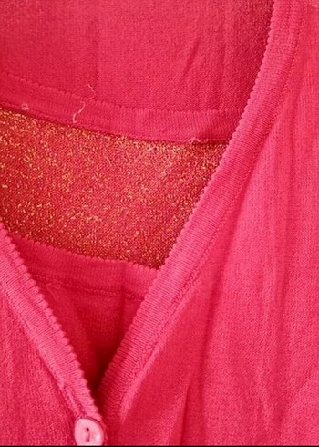 Düğmeli, V Yaka, Kısa Kollu Pembe Bluz - Görsel 3