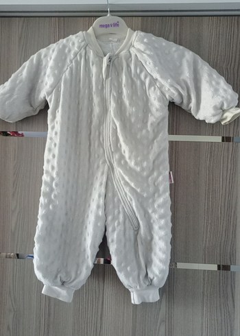 Bebek  Beyaz Fermuarlı Tulumu - Görsel 2