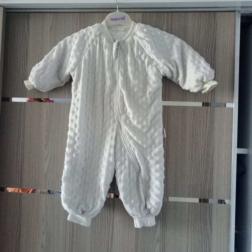 Bebek  Beyaz Fermuarlı Tulumu - Görsel 2