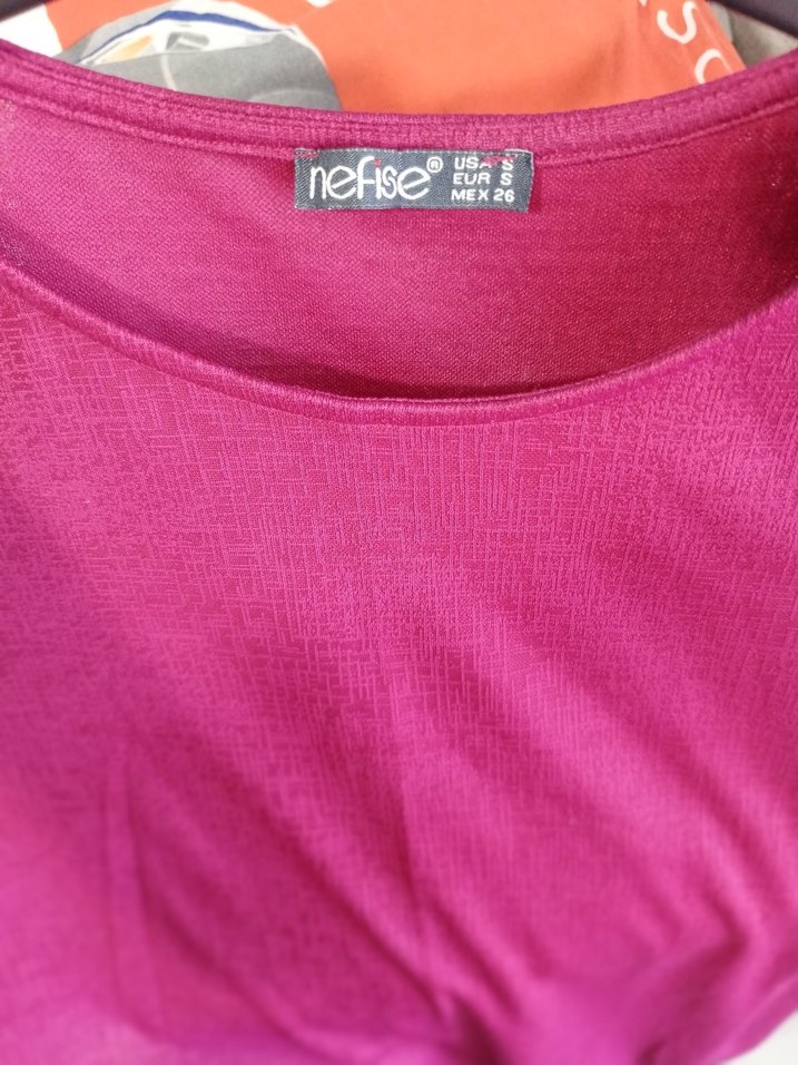 Bordo Dantel Detaylı Uzun Kollu  Tunik - Görsel 3