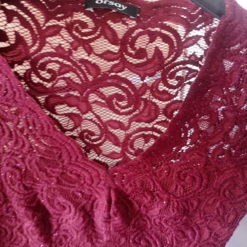 Bordo Dantel İşlemeli Uzun Abiye Elbise - Görsel 2