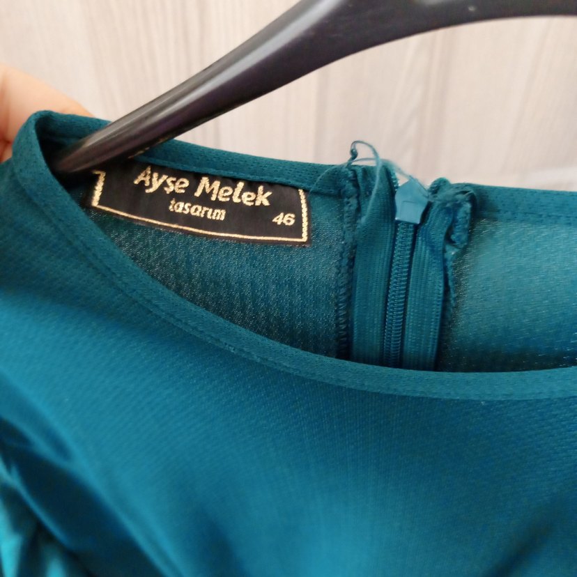 Nakışlı Uzun Turkuaz Kadın Henna Elbisesi - Görsel 2