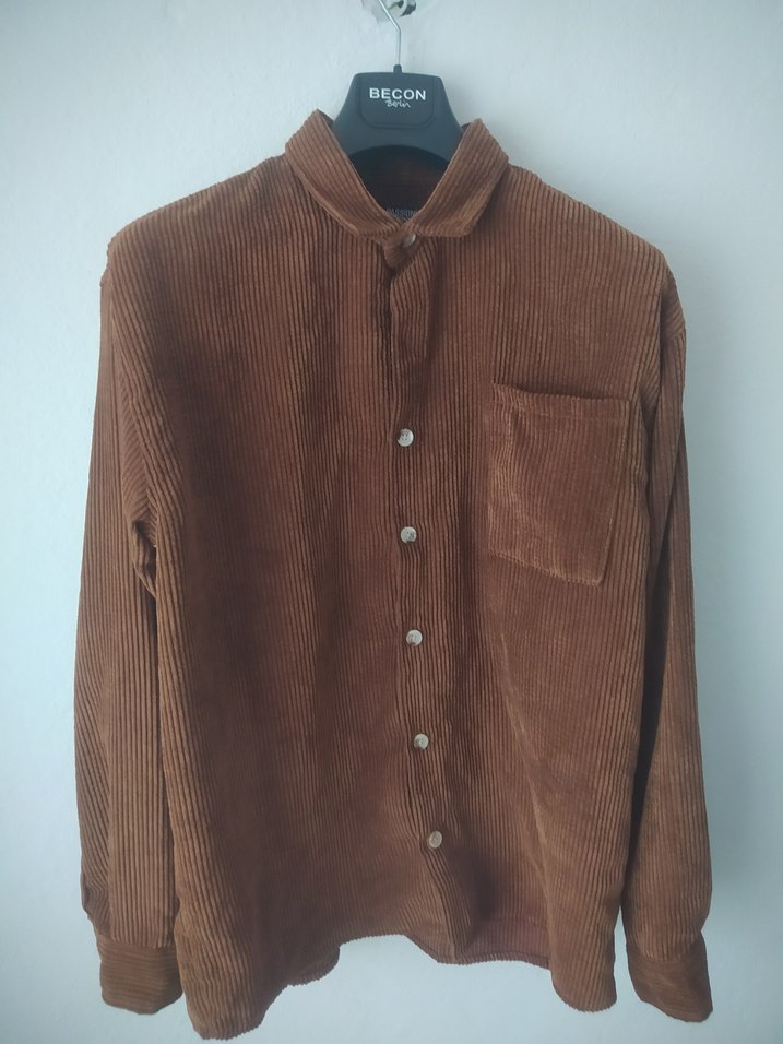 Kahverengi Süet Düğmeli Gömlek - Görsel 4