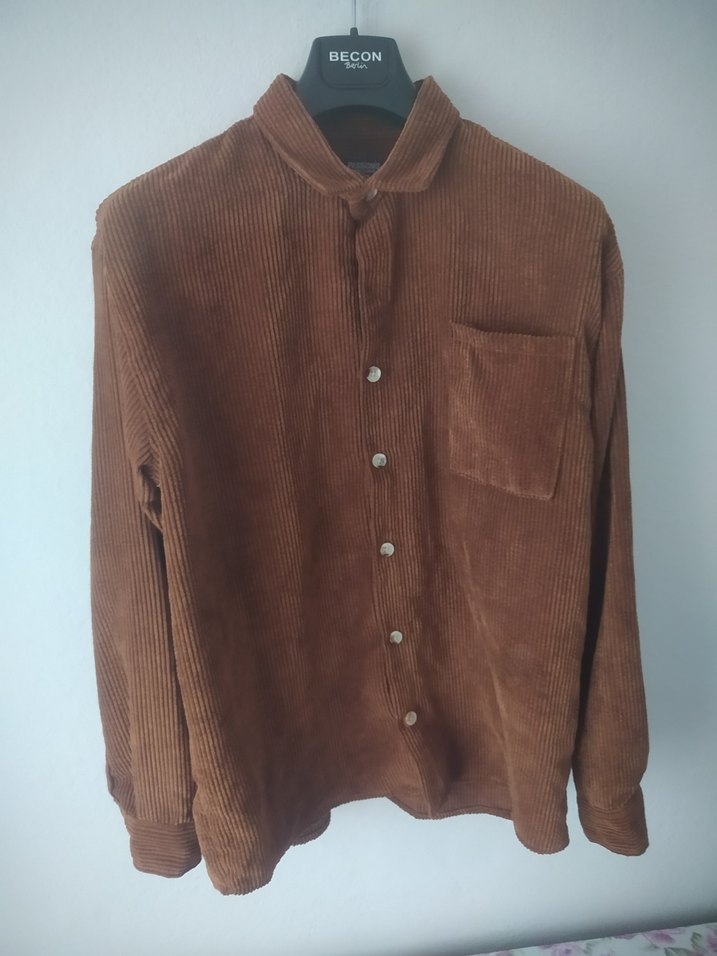 Kahverengi Süet Düğmeli Gömlek - Görsel 5