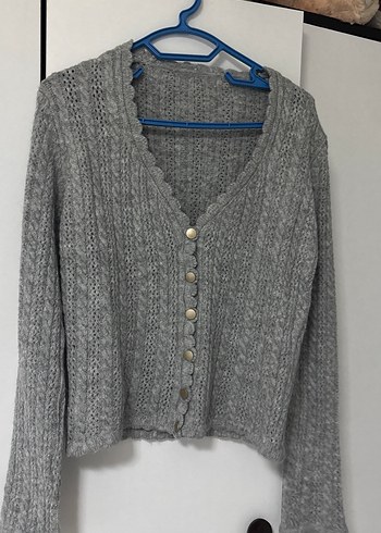 Stradivarius Gri V Yaka Orgu Triko Hirka