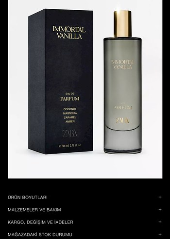 Zara Zara Immortal Vanilla Kadın Parfümü 80 ml