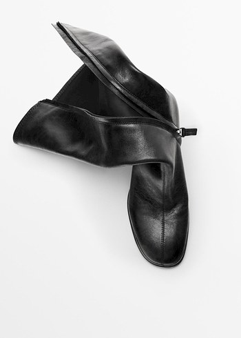 Massimo Dutti Siyah Deri İnce Topuklu Dizüstü Kadın Çizme