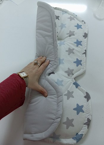 Yıldız Desenli# Gri Bebek puset Minderi# - Görsel 5