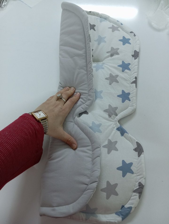 Yıldız Desenli# Gri Bebek puset Minderi# - Görsel 5