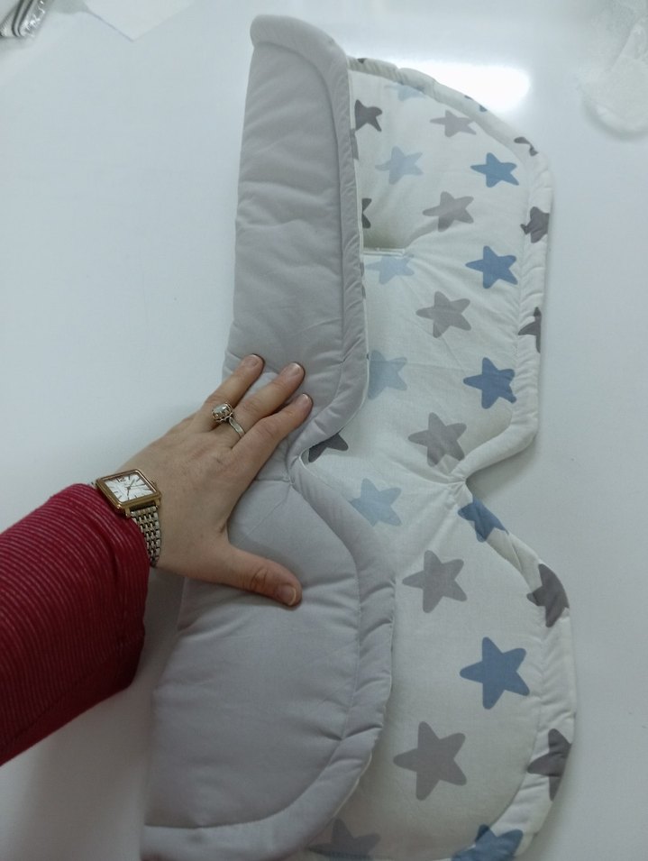 Yıldız Desenli# Gri Bebek puset Minderi# - Görsel 4