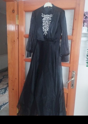 Siyah Drapeli Gotik Uzun Abiye Elbise - Görsel 2