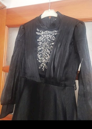 Siyah Drapeli Gotik Uzun Abiye Elbise - Görsel 3