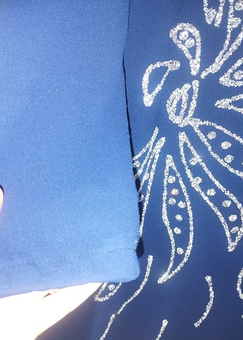 Mavi İşlemeli tesettür abiye - Görsel 3