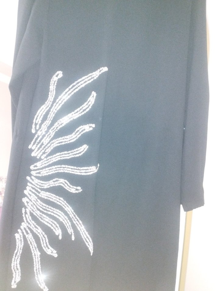 Nakışlı Uzun Siyah Gotik Kadın Elbise - Görsel 3