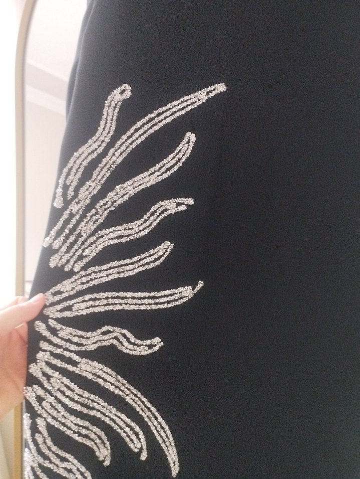 Nakışlı Uzun Siyah Gotik Kadın Elbise - Görsel 2