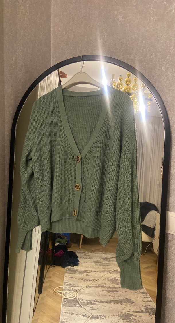 Düğmeli Midi Triko Hırka - Görsel 3