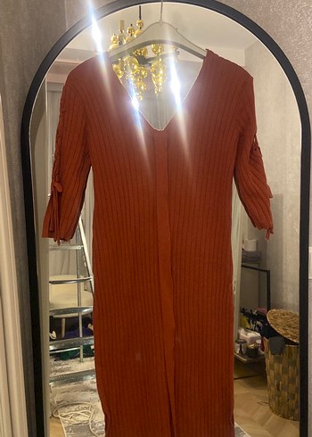 Kahverengi Uzun Triko Elbise - Görsel 2