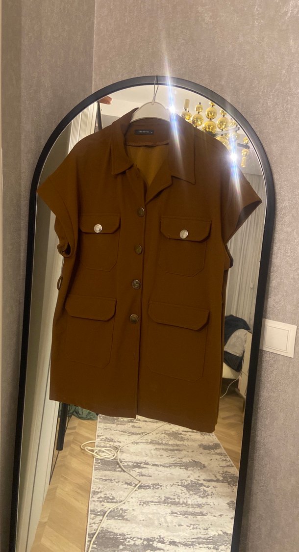 Düğmeli Kahverengi Süet Kadın Ceket - Görsel 2