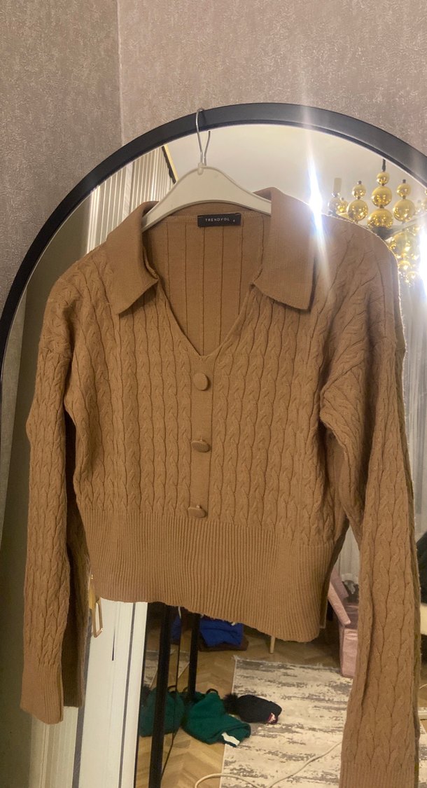 Bej Örgü Kadın Kazak - Görsel 2