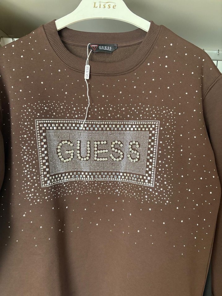 Kahverengi Payetli GUESS Sweatshirt - Görsel 3