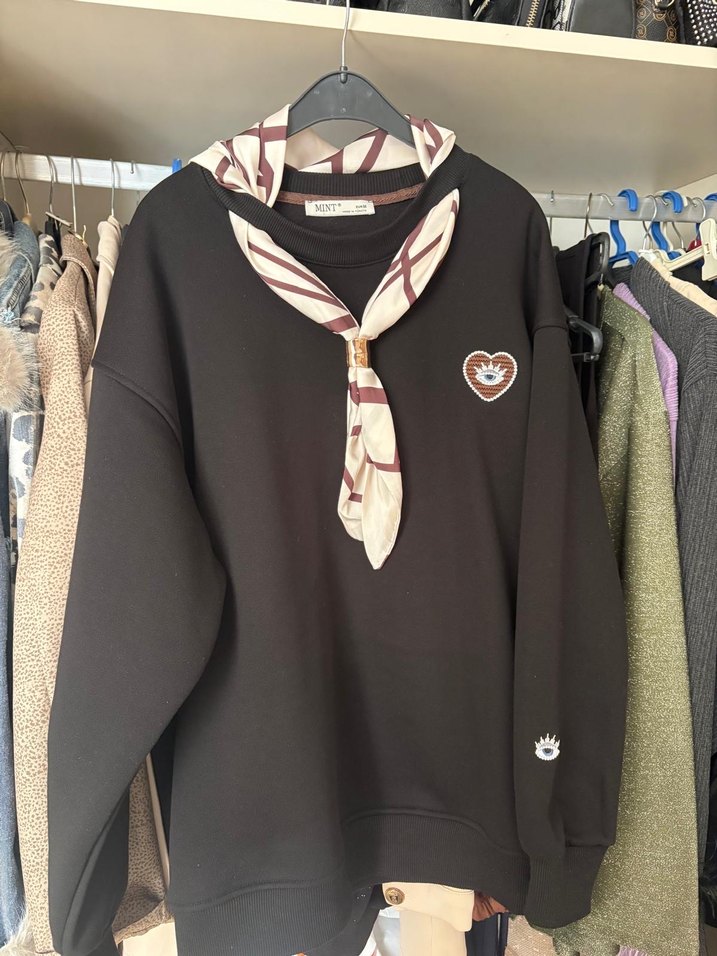 Kahverengi Baskılı Kadın Sweatshirt - Görsel 3