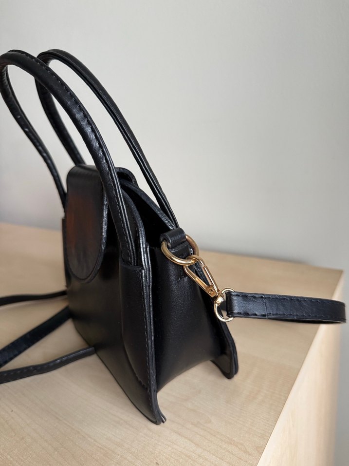Klasik Siyah Deri Kadın Çanta - Görsel 3