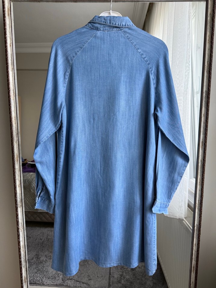 Kadın Mavi Kot Düğmeli Gömlek/Tunik - Görsel 2